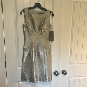 Theia Silver Sleeveless Dress
